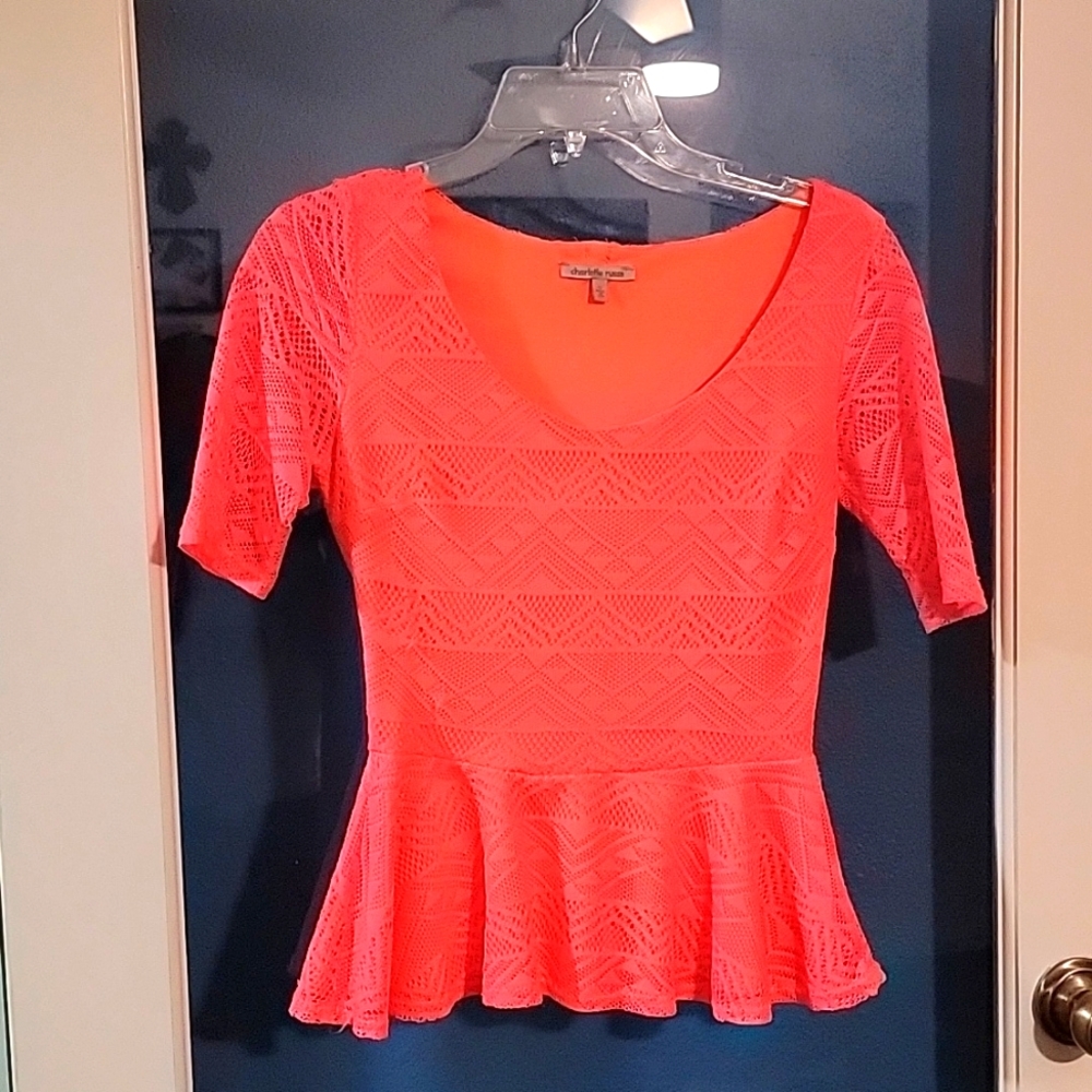 Small neon pink Peplum top